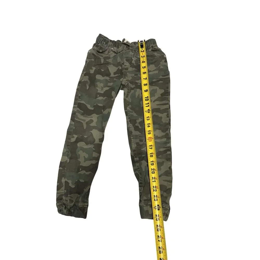 Levi’s Kids Camo Jogger Pants Size 7 Green Stretch Pull On Elastic Waist Cotton